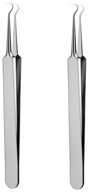 1+1 헬스와미 정밀 핀셋 커브형 족집게 여드름 피지 뾰루지 압출제거, 1세트