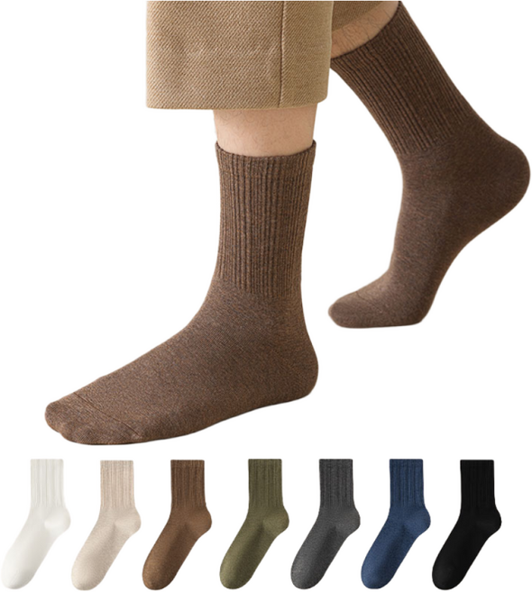 MJLP 남성 순색 봄여름 양말 중목 양말 장목 양말 중목 양말 운동 양말 압박 흰양말 면 양말 7족 세트