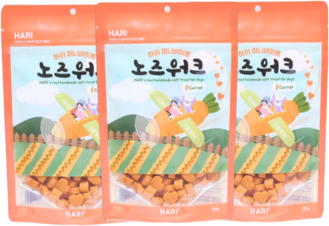 하리 미니바이트 노즈워크 강아지 간식 당근, 3개, 150g
