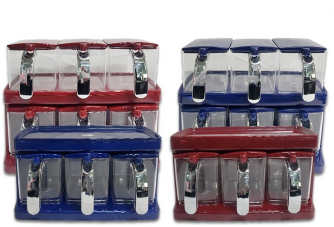 일신 양념조미료세트 감미세트 3칸 6칸 업소용조미료세트 업소용 가정용 양념세트, 적색, 1개