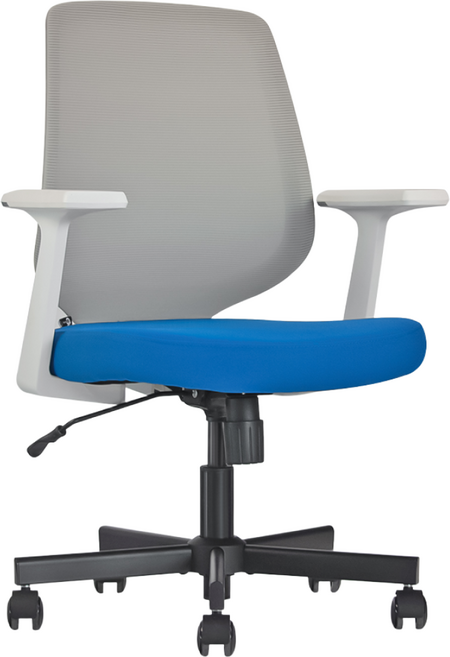 일본정품브랜드 OFFICE . STAR SMALL 사무용 의자 회의실용 학생용 컴퓨터 메쉬 체어, 흰색 +회색 + 청색