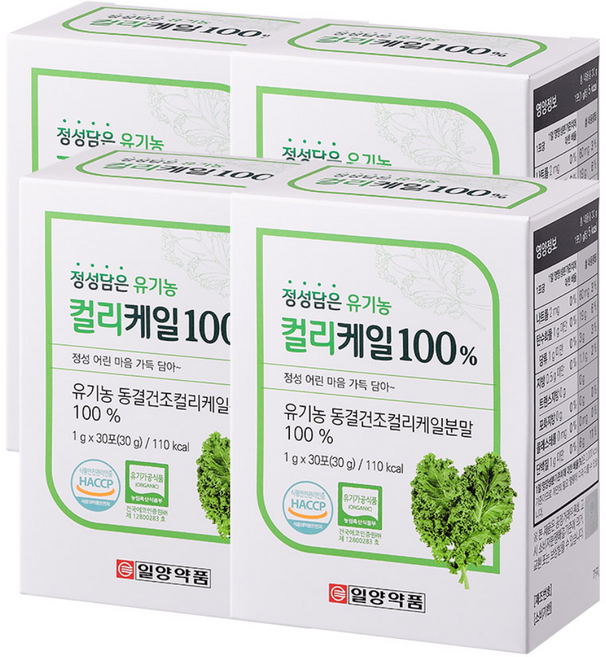 일양약품 정성담은 유기농 컬리케일 100% 유럽산 동결건조 케일분말, 4개, 30회분