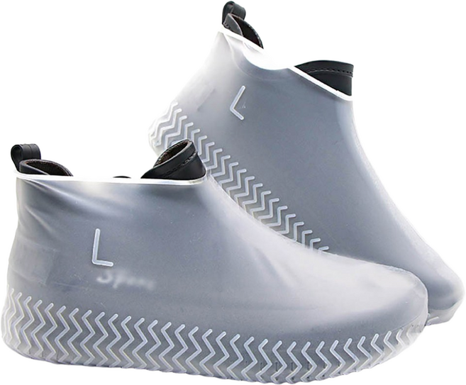 레인부츠 실리콘 방수 신발커버, 화이트 L, 2세트