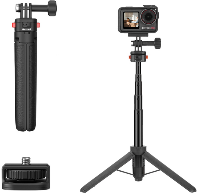 53cm 휴대용 액션캠 연장대 삼각대는 DJI POCKET 3 OSMO 360/Action 5 Pro/4Gopro 13/12 Insta360 X5 X4 에 적용 신축 셀카봉, 1개, 53cm 연장 삼각대