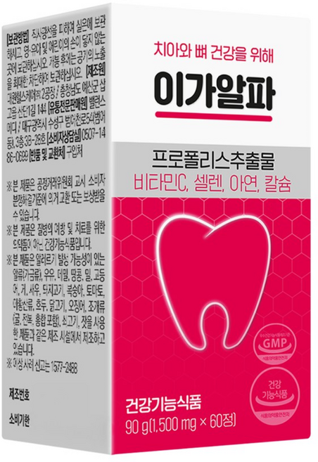 이가알파 치아 뼈 건강, 1개, 90g, 1,500mg, 60정