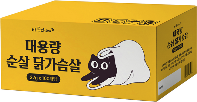 바른츄 고양이 간식 대용량 순살 닭가슴살, 100개, 22g