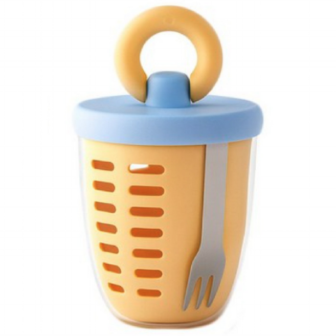 고리링 후르츠팟 샐러드 과일 도시락통 과일통 보관용기 과일컵, 1개, 옐로우바디