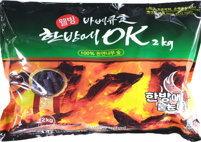 한방에OK 간편점화 착화숯 캠핑 숯불 바베큐 구이용 번개탄 대용, 2kg, 1개