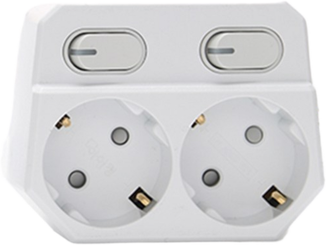 아이정 회전형 2구 스위치 멀티탭 콘센트 화이트 이사준비물 새집준비물, 1개