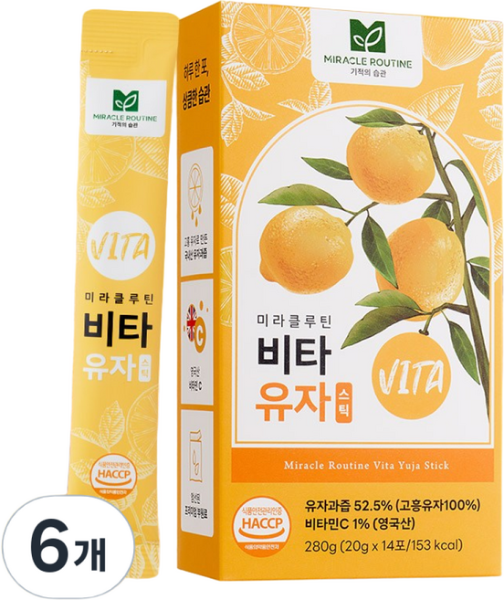미라클루틴 비타 유자 스틱, 20g, 14개입, 6개