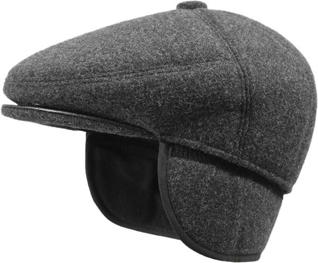 까마느 헌팅캡 빵모자 중년 남성 어르신 모직 방한 코트 귀마개 귀 보호 모자 야구 보온 모자 귀달이모자