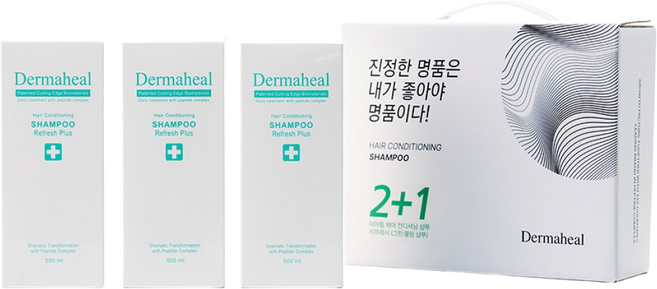 [더마힐공식] 2+1 헤어 컨디셔닝 샴푸 리프레시, 3개, 500ml