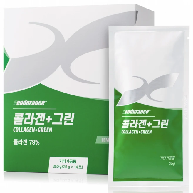 엑스인듀어런스 콜라겐+그린 350g(25g*14포), 1개, 350g - 쿠팡