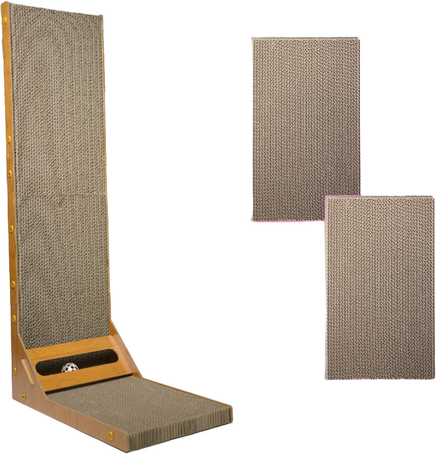 아토주 엘라인 고양이 수직 스크래쳐 + 리필 세트, 1개, 브라운