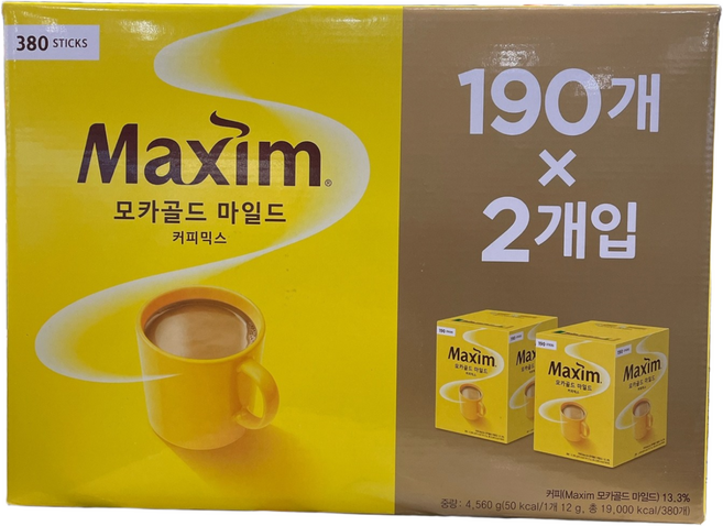 맥심 모카골드 마일드 커피 믹스, 12g, 380개입, 1개, 12g