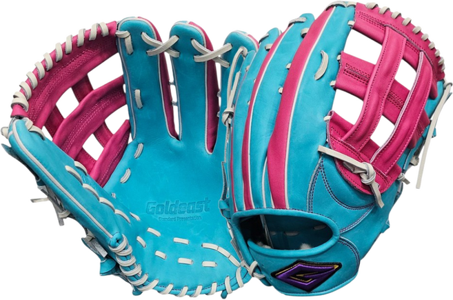 골드이스트 외야 야구글러브 우투 13인치 SP 민트/핑크 소가죽, 1개
