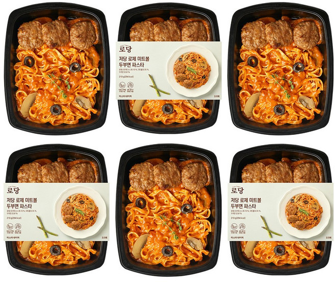 굿스푼 저당 식단 단기관리 단백질 21g 로제 크림 미트볼 두부면 파스타 210g 6팩 1260g (냉동), 6개