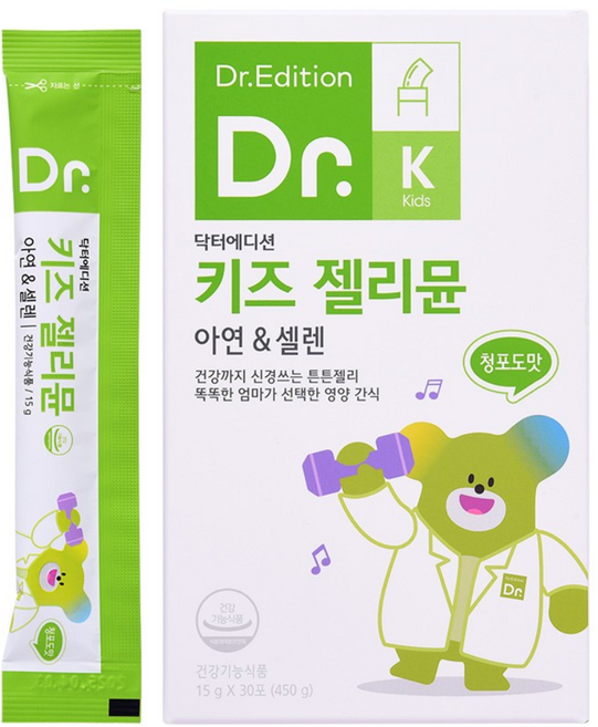 [흰여울팜] 닥터에디션 키즈 젤리뮨 아기 어린이 유아 아연 셀레늄 면역력 영양제 젤리비타민 30포, 450g, 1박스