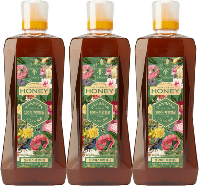 플로비즈 시그니처 야생화꿀 2kg 베트남 자연벌꿀, 3개