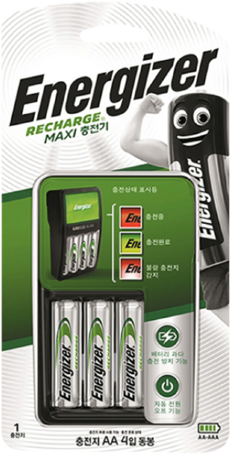 에너자이저 AA AAA 겸용 MAXI 급속충전기 AA 4알 포함, 4개입, 1세트