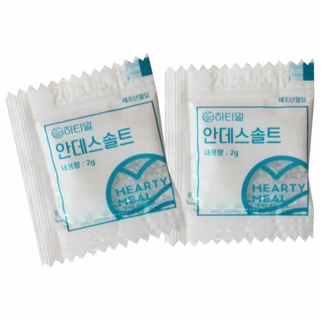 하티밀 안데스 솔트 일회용소금 2g 100개입 소포장 배달용 업소용 캠핑용 증정용, 100개