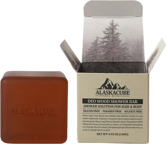 알래스카큐브 데오우드 퍼퓸 샤워바 데오드란트 비누, 1개입, 140g