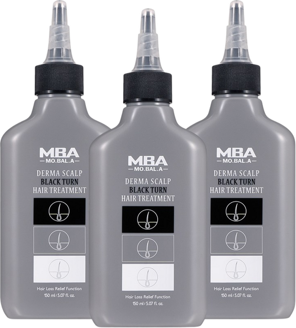 MBA 탈모완화 탈모기능성 손상모 집중케어 모발아 더마 스칼프 블랙턴 헤어 트리트먼트 150ml, 3개