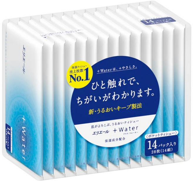 에리에르 플러스워터 포켓 보습 미용티슈 휴대용, 14개, 14매