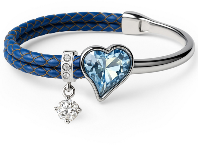 ARIN 스와로브스키 하트 원석 소가죽 18CM 팔찌 ABQ100 (7 color)