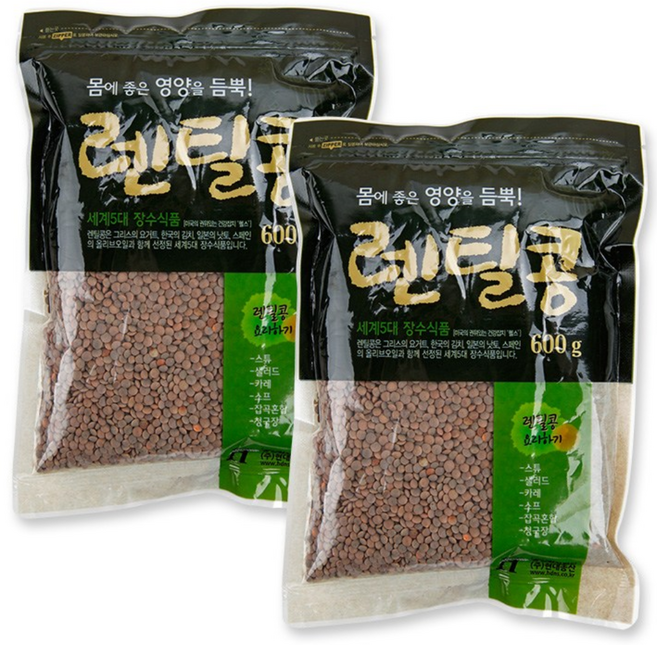[이잡곡이다] 렌틸콩 600g x 2봉, 2개
