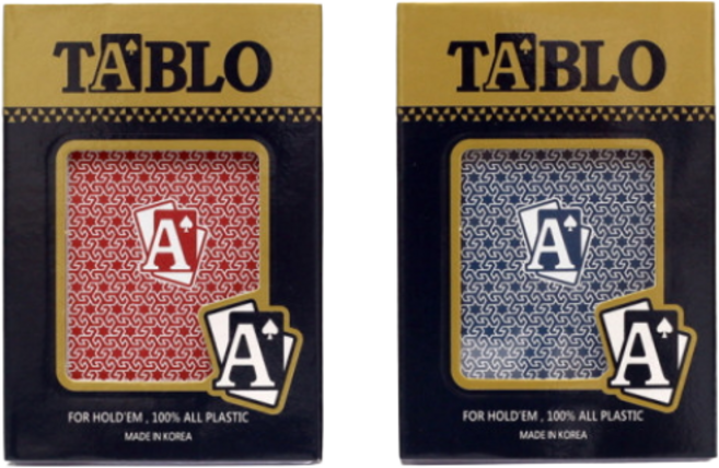 타블로카드 12개(빨강6개+파랑6개) 홀덤전용카드 TABLO 양면발포원단 엠보싱 트럼프 포커 텍사스, 1개