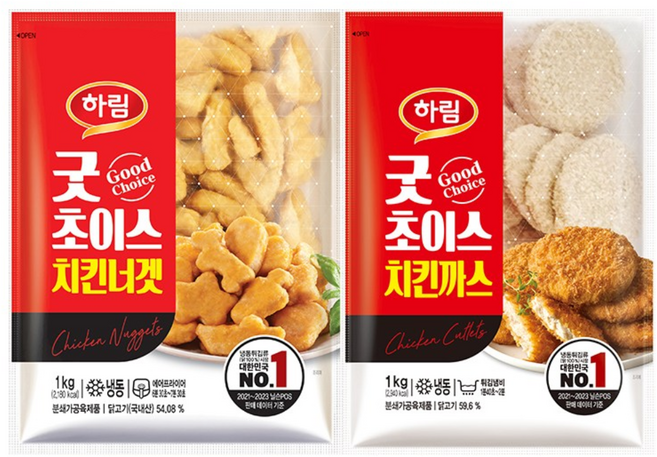 하림 굿초이스치킨까스1kg +굿초이스치킨너겟1kg 각 1봉, 단품, 단품