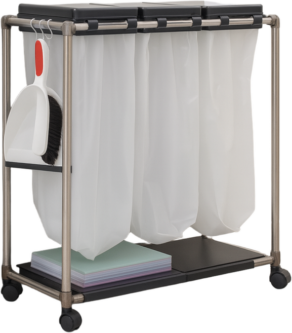 [공간앤] 대용량 튼튼 비닐 3단 분리수거함 / 전용 비닐 _전용스티커 포함 /