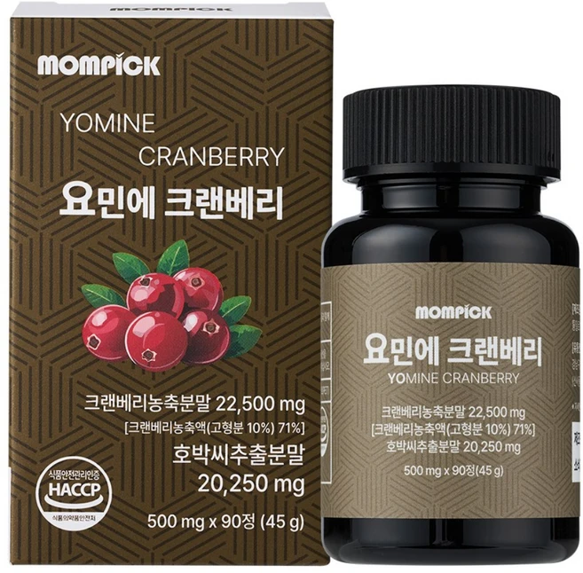 맘픽 요민에 크랜베리 정품 식약청인증 해썹, 1개, 90회분 - 쿠팡
