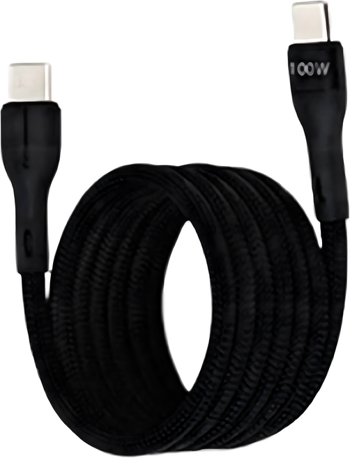 투에이비 마그네틱 꼬임방지 PD 100W C to C 초고속충전 케이블, 1개, 블랙, 2m