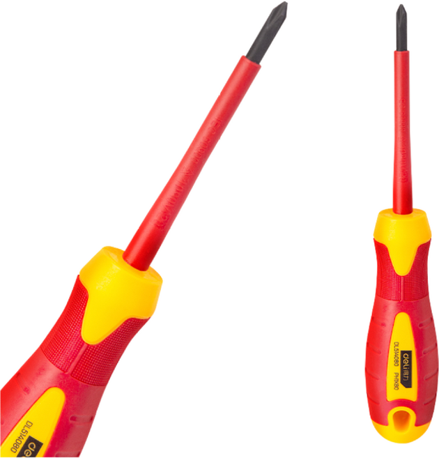 델리툴즈 십자 절연드라이버 전공드라이버 PH1 x 80, 절연 십자 드라이버 PH1x80 (DL514080), 1개