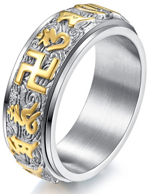 불교반지 절 반야심경 금강저 실버묵주 불교회전 반지