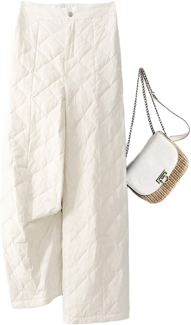 ZAJA 여성 겨울 누빔바지 하이웨이스트 캐주얼 패딩 팬츠