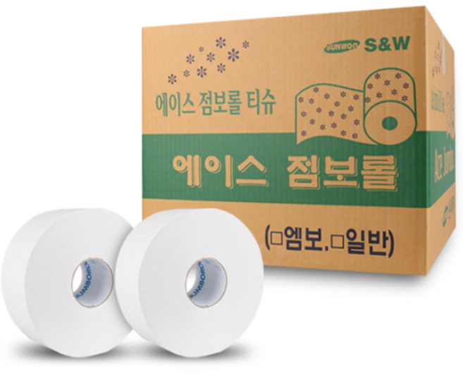 물에잘녹는 업소용 점보롤 화장지 500m 엠보싱 대용량 16롤, 16개입, 1개