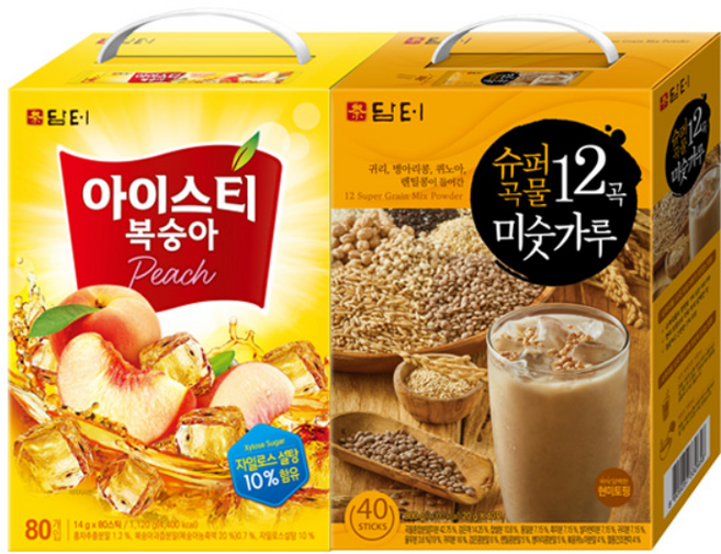 담터 아이스티 복숭아 80T +12곡 미숫가루 40T, 1.12kg, 1개, 40개입