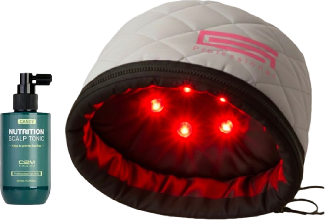 CNS월드전자 홈케어 LED 원적외선 전기헤어캡+ 스칼프 토닉1P 세트, 그레이, WN-2