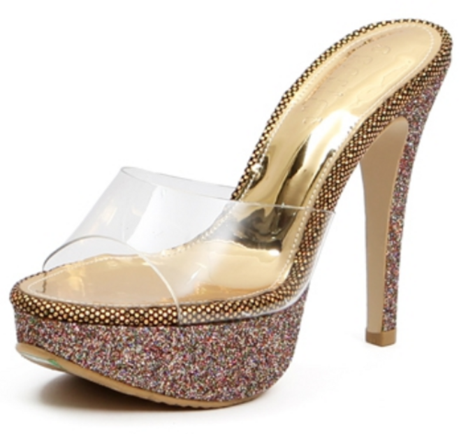 세리즈 가보시 투명 슬리퍼 하이힐 12cm