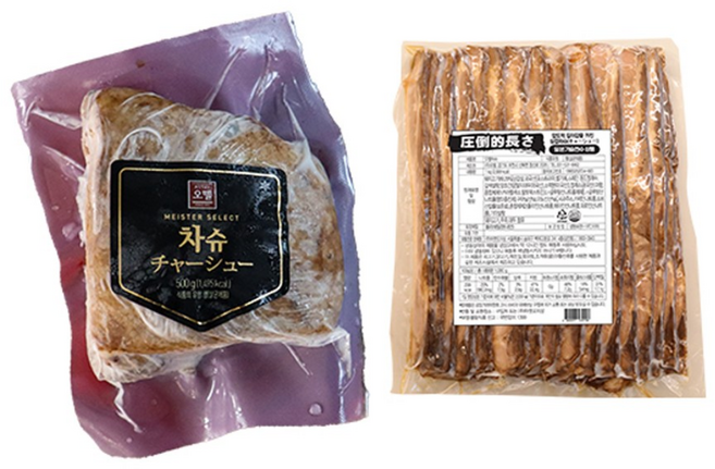 오지상구루메 차슈모음2종 500g 1kg 라멘토핑 라멘 토핑 차슈, 1개, 02_오지상롱삼겹차슈