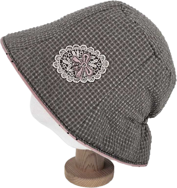 모자방 중년여성 와플체크 쁘띠레이스장식 튤립라인 뒷밴딩벙거지 세련된 간절기 여성모자