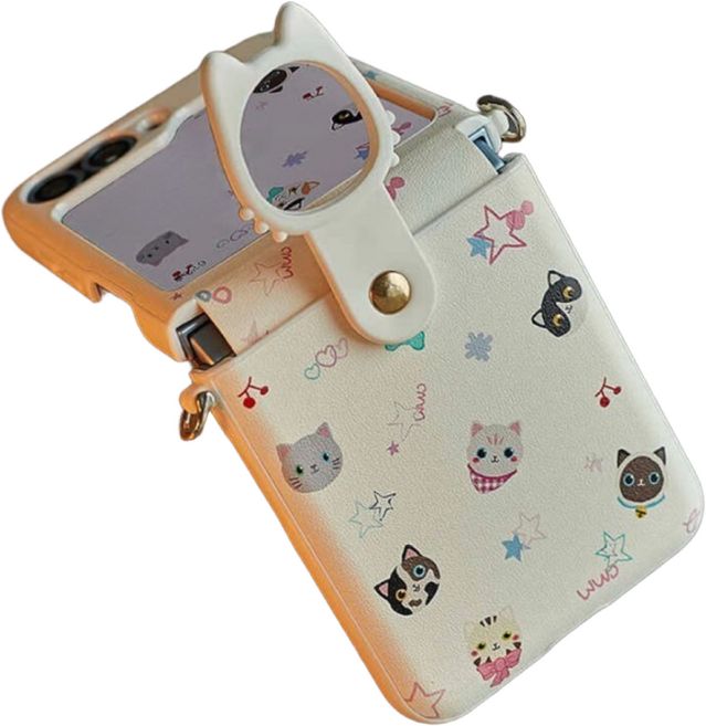 해다온몰 z플립6 7 야옹이 힌지보호 핑거링 고리 케이스