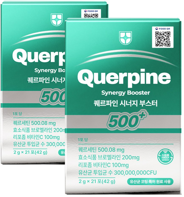 퀘르파인 시너지 부스터 퀘르세틴 브로멜라인 소포레틴 케르세틴 퀘르틴산 특허 유산균, 2박스, 21회분