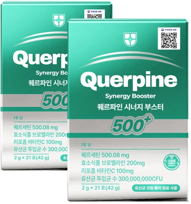퀘르파인 시너지 부스터 퀘르세틴 브로멜라인 소포레틴 케르세틴 퀘르틴산 특허 유산균, 2박스, 21회분 - 쿠팡