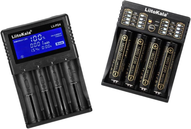 通用型電池充電器 適用18650/3號/4號電池, 1個, 四槽燈號款 A
