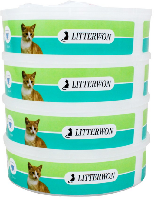 뉴리터원 고양이분변통 리터락커 호환 리필봉투 4개입, 4개, 화이트