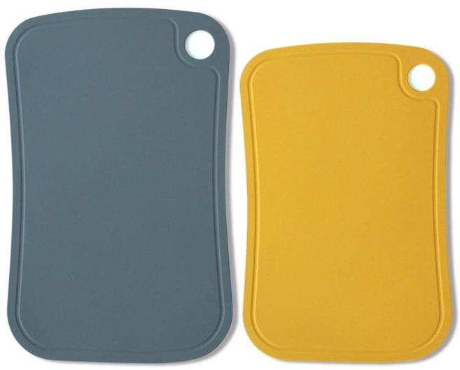 꿈꾸는키친 국산 칼집나지 않는 양면 항균 TPU 도마 2종세트, 1세트, 인디 옐로우 M + 다크 그레이 L